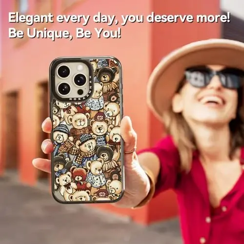 casevivid Magnetic for iPhone 15 Pro Max Magsafe Case Cute Aesthetic - Durable Shockproof 6.6 ft Drop Impact Phone Case Cover with Funny Fashion Bear 6.7