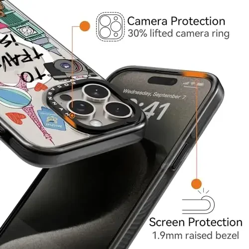 casevivid Magnetic for iPhone 15 Pro Max Magsafe Case Cute Aesthetic - Durable Shockproof 6.6 ft Drop Impact Phone Case Cover with Funny Fashion to Travel is to Live 6.7