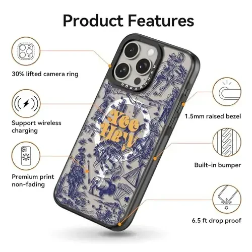 casevivid Magnetic for iPhone 15 Pro Max Magsafe Case Cute Aesthetic - Durable Shockproof 6.6 ft Drop Impact Phone Case Cover with Funny Fashion Wild West 6.7