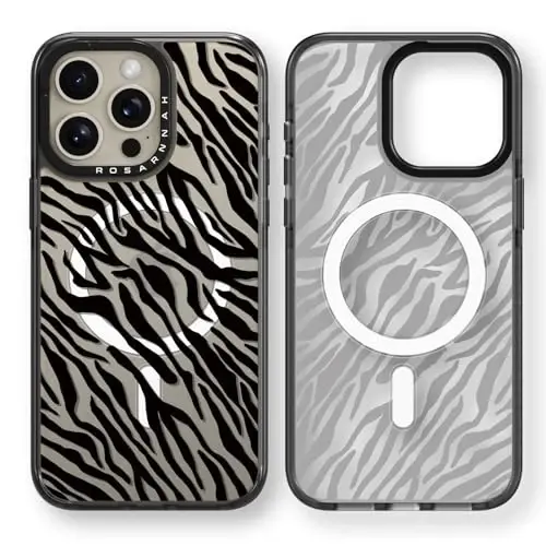 casevivid Магнитный чехол для iPhone 15 Pro Magsafe, милый эстетичный — прочный противоударный чехол для телефона с защитой от падения с высоты 6,6 футов и забавным модным черным принтом «зебра» 6,1 дюйма, черный 