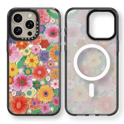 casevivid Магнитный чехол для iPhone 15 Pro Max Magsafe, милый эстетичный — прочный противоударный чехол для телефона при падении с высоты 6,6 футов с забавными модными разноцветными цветами 6,7 дюйма, черный - 1