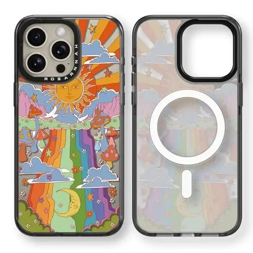 casevivid Магнитный чехол для iPhone 15 Pro Max Magsafe, милый эстетичный, прочный ударопрочный чехол для телефона при падении с высоты 6,6 футов с забавным модным грибом 6,7 дюйма, черный 
