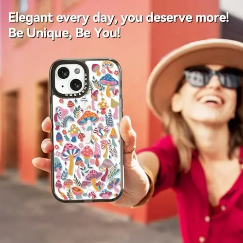 casevivid Magnetic for iPhone 15 Magsafe Case Cute Aesthetic - Durable Shockproof 6.6 ft Drop Impact Phone Case Cover with Funny Fashion Mushroom Jungle 6.1