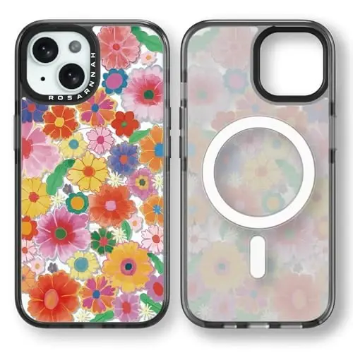 casevivid Manyetik iPhone 15 Magsafe Kılıf Sevimli Estetik - Komik Moda Renkli Çiçekler ile Dayanıklı Darbeye Dayanıklı 6.6 ft Düşme Darbe Telefon Kılıfı Kapağı 6.1