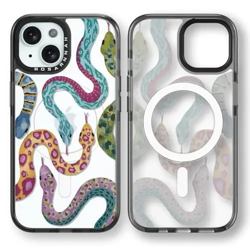 casevivid for iPhone 15 Case Aesthetic Black, Snake | Compatible with Magsafe 6.1