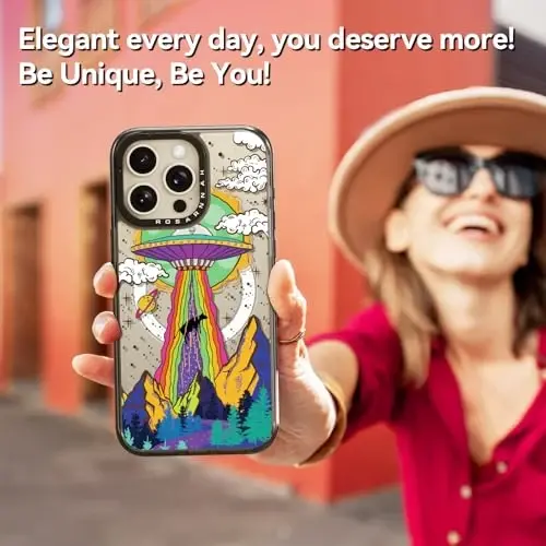 casevivid Magnetic for iPhone 15 Pro Magsafe Case Cute Aesthetic - Durable Shockproof 6.6 ft Drop Impact Phone Case Cover with Funny Fashion UFO 6.1