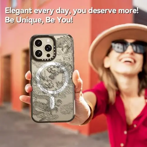casevivid Manyetik iPhone 15 Pro Magsafe Kılıf Sevimli Estetik - Komik Moda Ejderha 6.1