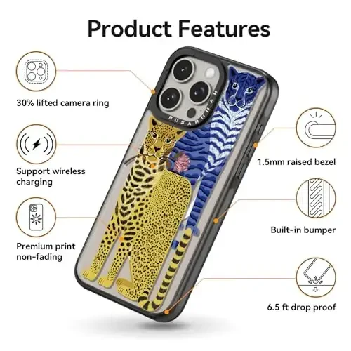 casevivid Magnetic for iPhone 15 Pro Magsafe Case Cute Aesthetic - Durable Shockproof 6.6 ft Drop Impact Phone Case Cover with Funny Fashion Big Cat 6.1