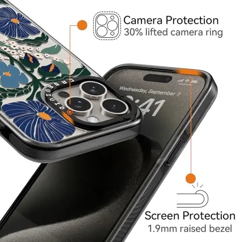 casevivid Compatible for iPhone 15 Pro Max Case Cute Aesthetic - Durable Shockproof 6.6 ft Drop Impact Phone Case Cover with Funny Fashion Passiflora Caerulea 6.7