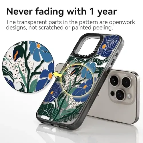 casevivid Compatible for iPhone 15 Pro Max Case Cute Aesthetic - Durable Shockproof 6.6 ft Drop Impact Phone Case Cover with Funny Fashion Passiflora Caerulea 6.7