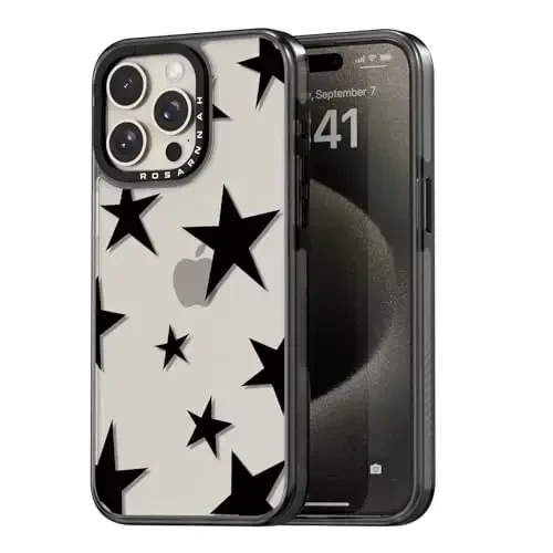 casevivid Совместимый с iPhone 15 Pro Чехол Милый Эстетичный - Прочный Противоударный Чехол для Телефона с Защитой от Падения с высоты 2 м и Забавной Модной Пятиконечной Звездой 6.1