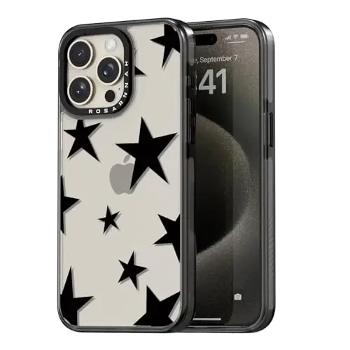 casevivid Совместимый с iPhone 15 Pro Чехол Милый Эстетичный - Прочный Противоударный Чехол для Телефона с Защитой от Падения с высоты 2 м и Забавной Модной Пятиконечной Звездой 6.1