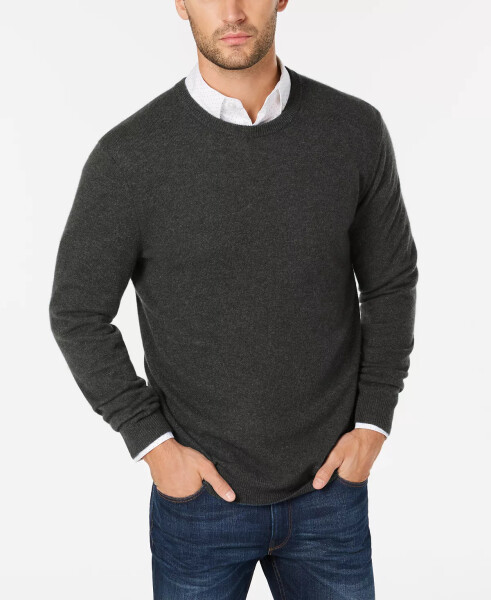 Cashmere Crew-Neck Sweater, Created for Modazone Dark Charcoal Heather - 1