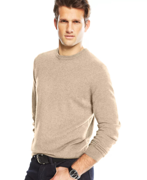 Cashmere Crew-Neck Sweater, Created for Modazone Oatmeal Heather - 1