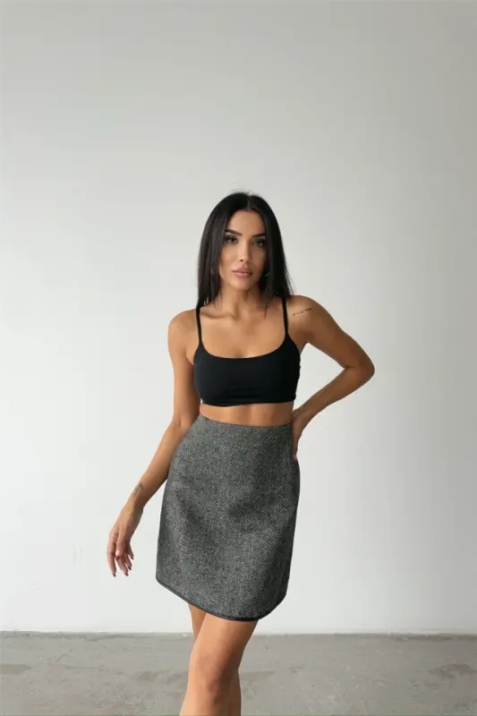 CASHMERE MINI SKIRT - Black - 4