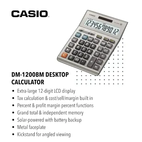 Casio DM-1200BM, Masaüstü Hesap Makinesi, Ekstra Geniş Ekran - CASIO (1)