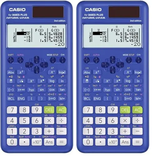 Casio fx-300ES Plus 2nd Edition – Standard Scientific Calculator | 262 Functions, Natural Textbook Display℠ | Ideal for Middle School, High School Math, Statistics & Algebra | Blue (Pack of 2) - CASIO