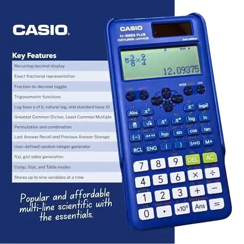 Casio fx-300ES Plus 2nd Edition – Standard Scientific Calculator | 262 Functions, Natural Textbook Display℠ | Ideal for Middle School, High School Math, Statistics & Algebra | Blue (Pack of 2) - 4