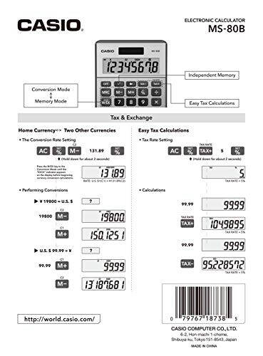 Casio MS-80B Standard Funktsiyalari Hisoblash Stantsionar Kalkulyatori - 4