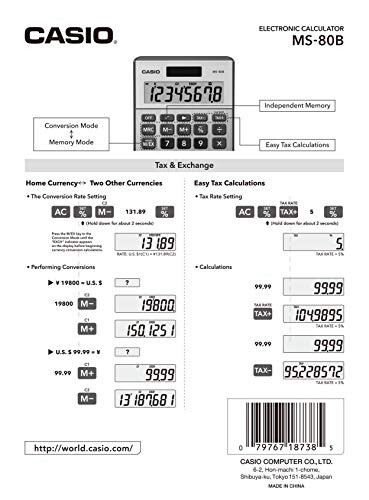 Casio MS-80B Standart İşlem Masaüstü Hesap Makinesi - 4