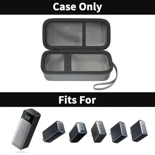 casmilee Case Compatible with Anker 737/735/ 736/717 USB-C Portable Charger Power Bank, Fast Foldable Wall PowerBank Bag for GaN Prime Nano II AC Adapter, Powercore Pocket for Lights Cable (Grey) - CASMILEE (1)