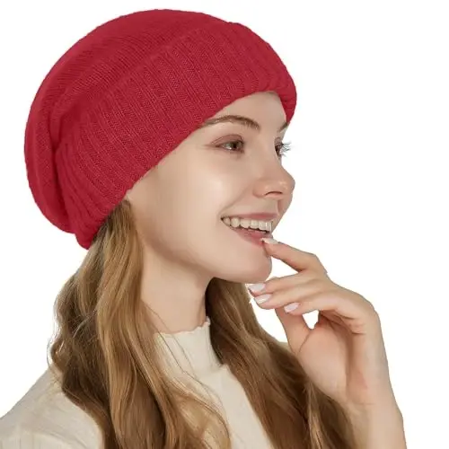 CasModazoneere Blend Satin Lined Beanie Hat Wool Winter Hats for Women Men Cuffed Hat Silk Lining Slouchy Beanie Women Knit Hat 