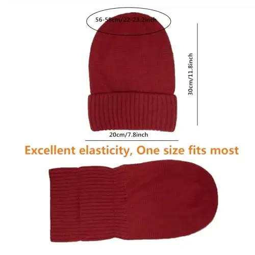 CasModazoneere Blend Satin Lined Beanie Hat Wool Winter Hats for Women Men Cuffed Hat Silk Lining Slouchy Beanie Women Knit Hat - 4