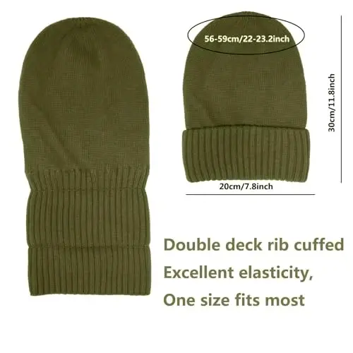 CasModazoneere Blend Satin Lined Beanie Hat Wool Winter Hats for Women Men Cuffed Hat Silk Lining Slouchy Beanie Women Knit Hat - 3