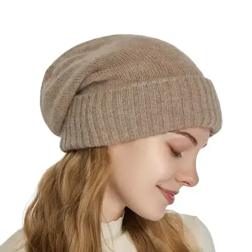 CasModazoneere Blend Satin Lined Beanie Hat Wool Winter Hats for Women Men Cuffed Hat Silk Lining Slouchy Beanie Women Knit Hat - 1