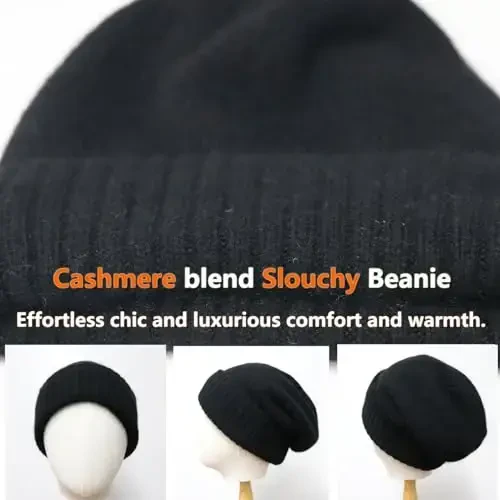 CasModazoneere Blend Satin Lined Beanie Hat Wool Winter Hats for Women Men Cuffed Hat Silk Lining Slouchy Beanie Women Knit Hat - 4
