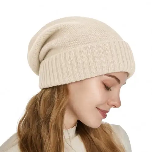 Satin Lined Beanie for Women Winter Hats for Women Men Reduce Frizz & Static Silk Lining Slouchy Beanie Women Knit Hat - SATIN (1)