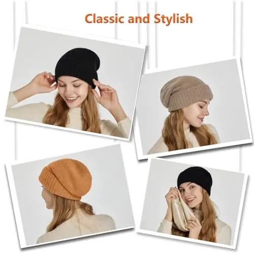 Satin Lined Beanie for Women Winter Hats for Women Men Reduce Frizz & Static Silk Lining Slouchy Beanie Women Knit Hat - 6