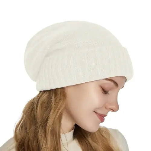 CasModazoneere Blend Satin Lined Beanie Hat Wool Winter Hats for Women Men Cuffed Hat Silk Lining Slouchy Beanie Women Knit Hat - 3