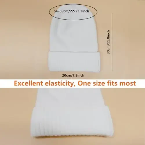 CasModazoneere Blend Satin Lined Beanie Hat Wool Winter Hats for Women Men Cuffed Hat Silk Lining Slouchy Beanie Women Knit Hat - 4