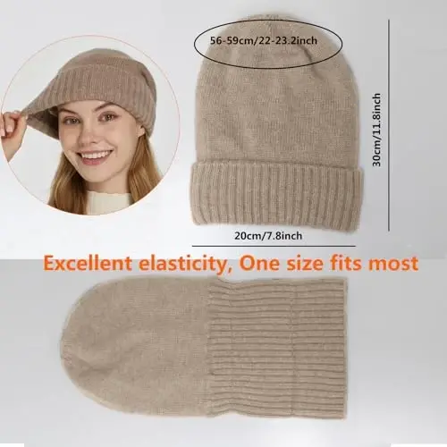 CasModazoneere Blend Satin Lined Beanie Hat Wool Winter Hats for Women Men Cuffed Hat Silk Lining Slouchy Beanie Women Knit Hat - 5