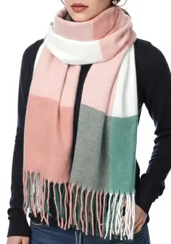 CasModazoneere Winter Shawl - Classic Plaid Tartan, Large Tassel Scarf for Women - 7