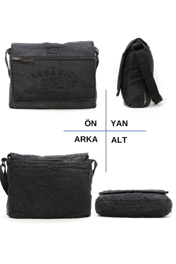 Casual Canvas Shoulder Messenger Anthracite Black Laptop School Travel Daily Vintage Bag - 23