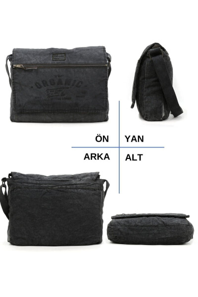 Casual Canvas Shoulder Messenger Anthracite Black Laptop School Travel Daily Vintage Bag - 16