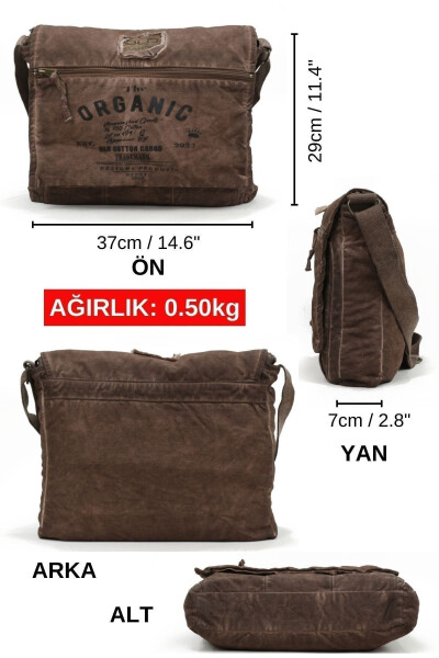 Casual Canvas Shoulder Messenger Brown Laptop School Travel Daily Vintage Bag - 8