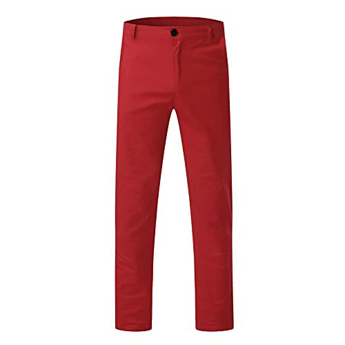 Casual Tie Length Trousers Fashion Men's Casual Slim Pocket Waist Full Mid Pant Solid Men's Chinos Slim Fit - 5