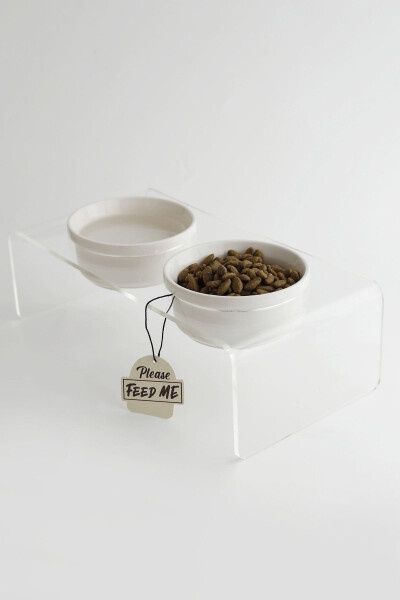 Cat and Dog Decorative Ceramic Plexiglass Food and Water Bowl - 2