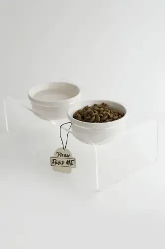 Cat and Dog Decorative Ceramic Plexiglass Food and Water Bowl - TASARIM GEZEGENI (1)