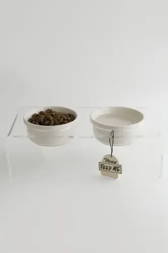 Cat and Dog Decorative Ceramic Plexiglass Food and Water Bowl - 6