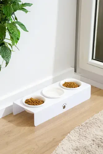 Cat And Dog Food Water Bowl Ceramic Bowl Feeder 3-WHITE - MODAZONE (1)
