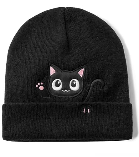 Cat Beanie Hats for Women Cute Cat Lovers Gifts Women's Winter Animal Knitted Hats for Girls - 1