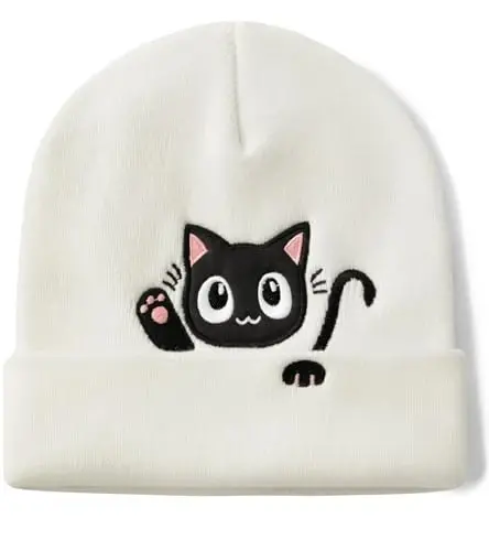 Cat Beanie Hats for Women Cute Cat Lovers Gifts Women's Winter Animal Knitted Hats for Girls - CAT