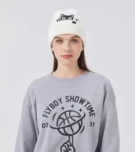 Cat Beanie Hats for Women Cute Cat Lovers Gifts Women's Winter Animal Knitted Hats for Girls - 3