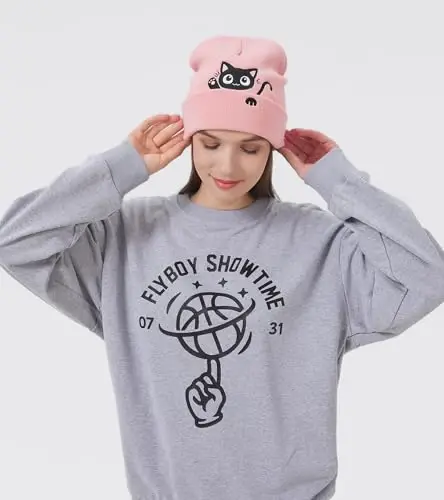 Cat Beanie Hats for Women Cute Cat Lovers Gifts Women's Winter Animal Knitted Hats for Girls - CAT (1)