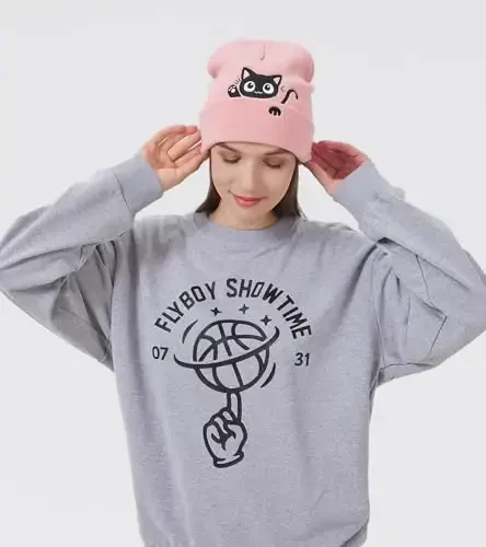 Cat Beanie Hats for Women Cute Cat Lovers Gifts Women's Winter Animal Knitted Hats for Girls - 2