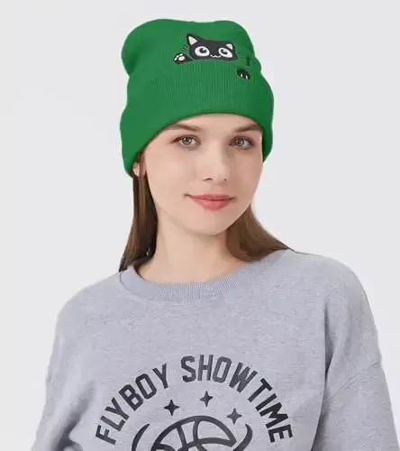 Cat Beanie Hats for Women Cute Cat Lovers Gifts Women's Winter Animal Knitted Hats for Girls - 3